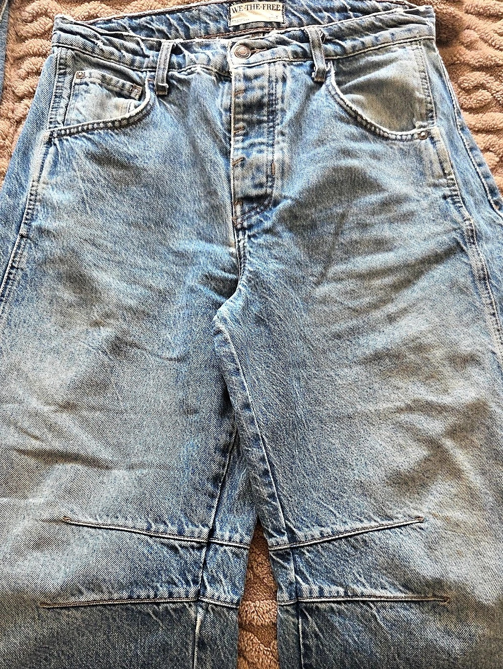 We The Free Good Luck Mid-Rise Barrel Jeans Blue Waist 28